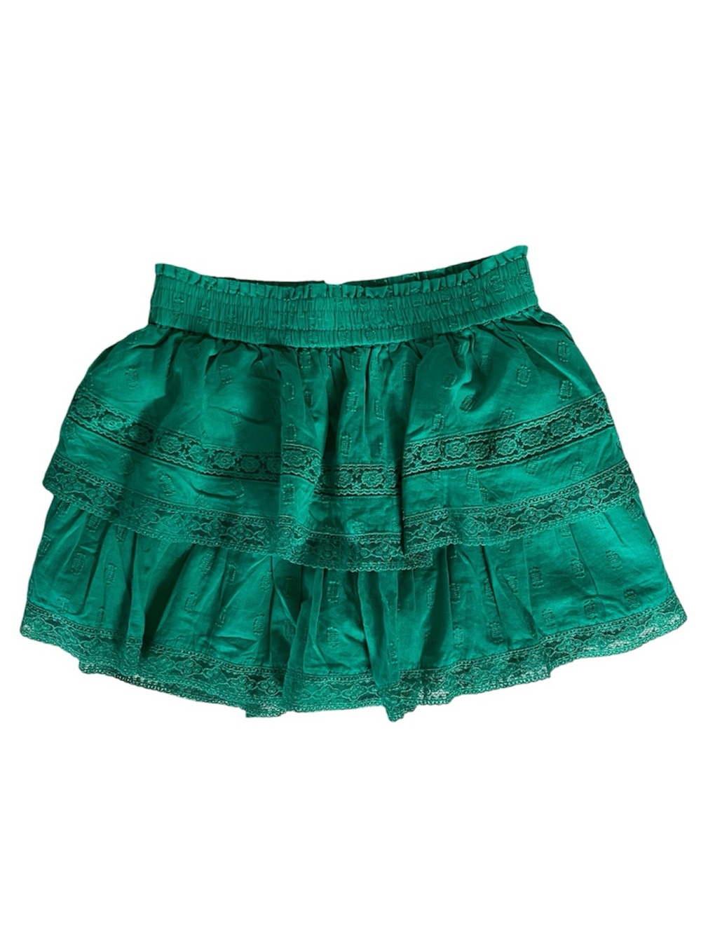 ALTAR’D STATE Green Tiered Lace Trim SKORT Size Small